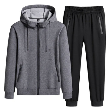 Male 2 Pieces Sweatshirt + Sweatpants Suit 8XL Plus Size New Spring Autumn Clothing Hooded Men Sportswear Sets Casual Pants